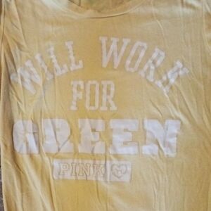 PINK Victoria's Secret Yellow Tee with Graphic Print
